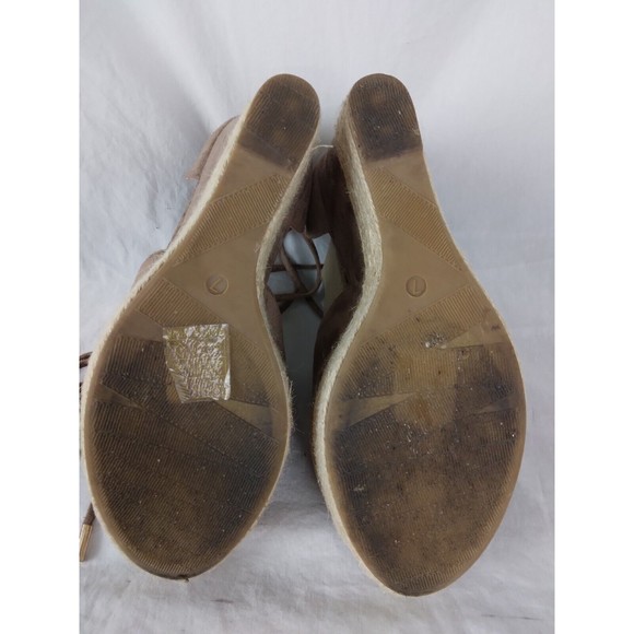 Reneeze Wedge Sandals Brown Gladiator Tie Open Toe Shoes Womens Size 7 - Picture 8 of 10